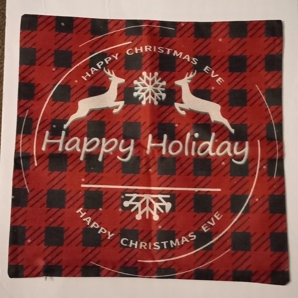 Holiday Pillow Covers 18x18 inch, printed front solid cream back.  NWOT